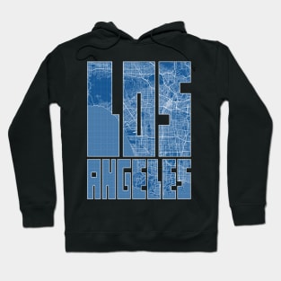 Los Angeles, USA City Map Typography - Blueprint Hoodie